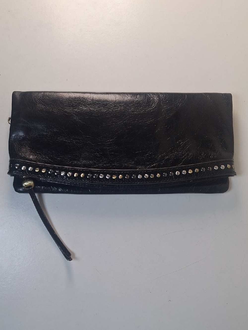 Hobo Zeal Foldover Black Zip Clutch